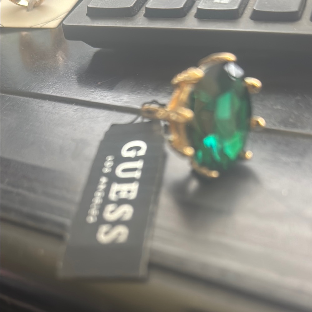 Guess Green and Gold Ornate Ring
